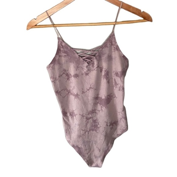 American Eagle Lace Front Purple Tie Dye Bodysuit - Picture 3 of 5